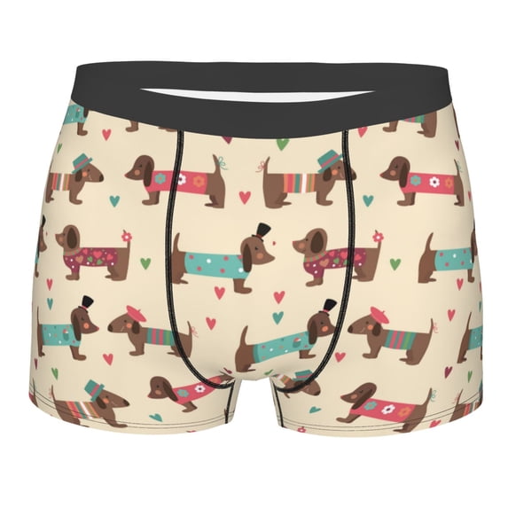 Disketp Dachshund Dog Puppy Men's Boxer Briefs,Soft and Breathable Cotton Underwear with ComfortFlex Waistband
