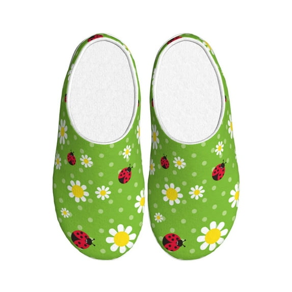 Disketp Daisies And Ladybugs Women's Men's Slippers Plush Slip-On House Slipper for Winter Indoor Soft Cushion Non-slip Fluffy Slides Slippers-13