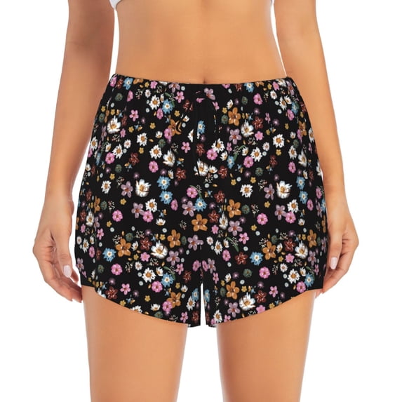 Disketp Daisies Flowers Print Women's Shorts Workout Shorts for Athletic Gym Running Shorts with Phone Pockets XX-Large