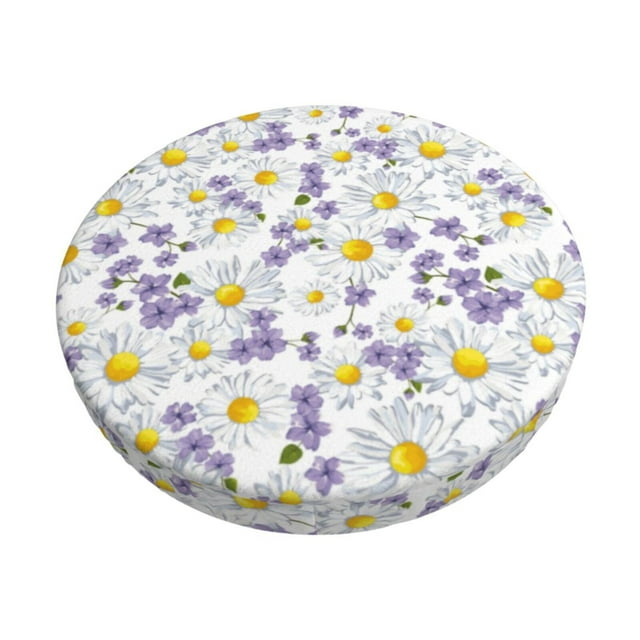 Disketp Daisies Flowers Stool Covers Round, Super Soft Round Bar Stool ...