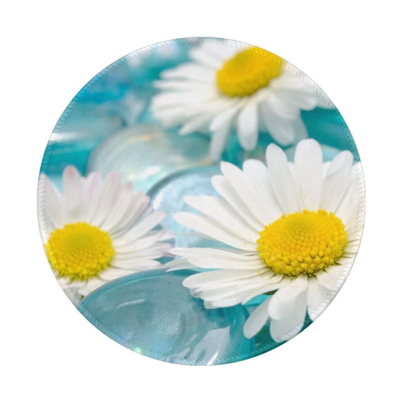 Disketp Daisy Flowers Small Mouse Pad 7.9x7.9 Inches,Washable Round Mousepad For Office Laptop Computer,Non-Slip Rubber Base Mouse Pads For Wireless Mouse