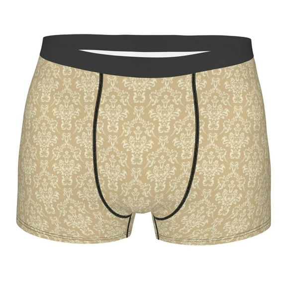 Disketp Damask Beige Tan Brown Men'S Boxer Briefs,Soft And Breathable Cotton Underwear With Comfortflex Waistband