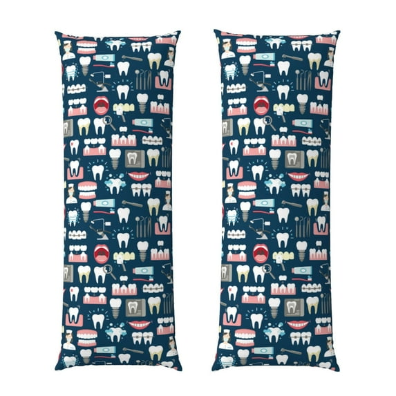Disketp Dental Seamless Print Body Pillow Cover - Super Soft 20x54 Body Pillow Case,Long Side Hidden Zipper