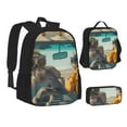 thumbnail image 1 of Disketp Desert Monkeys Drive Large Capacity Backpack Lunch Bag Pencil Case Combination 3 Piece Set for Student, 1 of 7