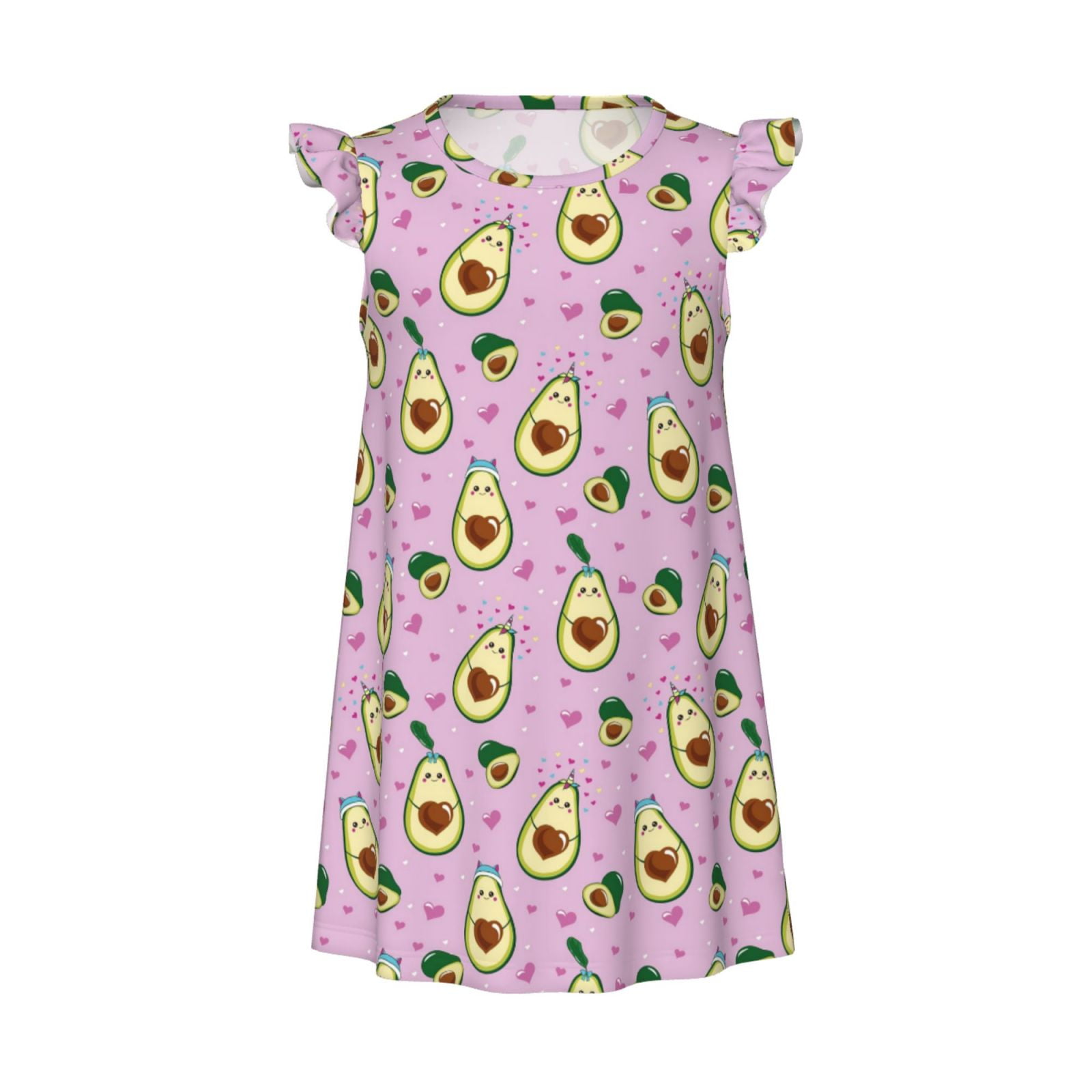 Disketp Different Avocados Print Girls Nightgowns 310 Years Flutter