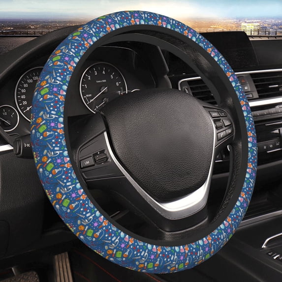 Disketp Different Chemical Things Elastic Microfiber Steering Wheel Cover for Truck,SUV,Cars,Universal 15 inch,Anti-Slip