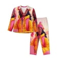 thumbnail image 1 of Disketp Digital Nomad Pink Landscape Pajamas Set Long Sleeve Sleepwear Womens Button Down Nightwear Pj Sets-{designName}-Small, 1 of 7