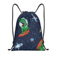 thumbnail image 1 of Disketp Dinosaur Astronaut Space Surfing Drawstring Backpack Drawstring Gym Bags Draw String Bags for Sports, Gym, Travel, Swimming, Beach-Medium, 1 of 6
