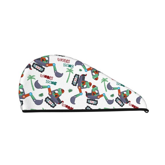 Disketp Dinosaur On Excavator2 Microfiber Hair Towel Wrap,Hair Drying Towel With Button,Towel Turban,Head Towel To Dry Hair Quickly For Girls And Women