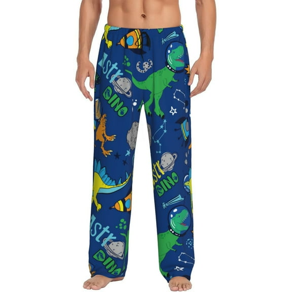 Disketp Dinosaur In Space Men'S Pajama Pants - Ultra Soft Fleece Sleep And Lounge Pants (Size: S-Xxl)
