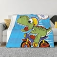thumbnail image 1 of Disketp Dinosaur Riding a Motorcycle Flannel Blankets - Thick and Warm Blanket for Winter, Soft Fuzzy Plush King Blanket for All Seasons80"x60", 1 of 6