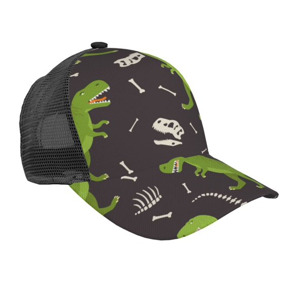 Disketp Dinosaur Skeleton Print Trucker Hat Men Women - Mesh Baseball SnapBack Cap