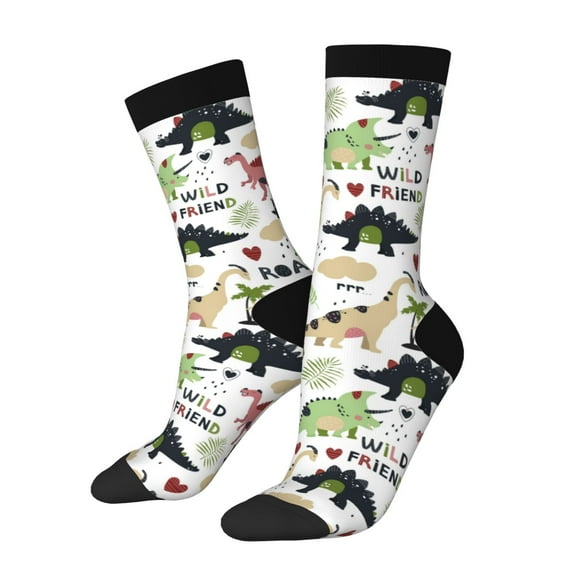 Disketp Dinosaur Unisex Crew Socks Lightweight Breathable Ventilation Ankle Socks, Mid-calf socks for Daily