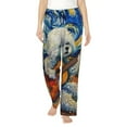 thumbnail image 1 of Disketp Dog Guitar Starry Night Women's Comfy Pajama Pants Casual Drawstring Palazzo Lounge Wide Leg Pants-Small, 1 of 6