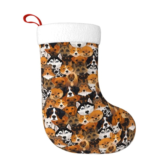 Disketp Dogs Different Breeds Christmas Stockings, Xmas Stocking for Family Holiday Season Décor, Personalized Holiday Indoor Decorations