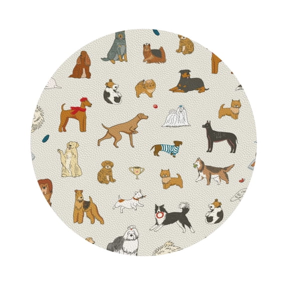 Disketp Dogs Funny Pets Funny Coasters,4 Pcs Leather Coasters With Holder, Perfect Housewarming Hostess Gifts,Protect Furniture From Water Marks Scratch And Damage