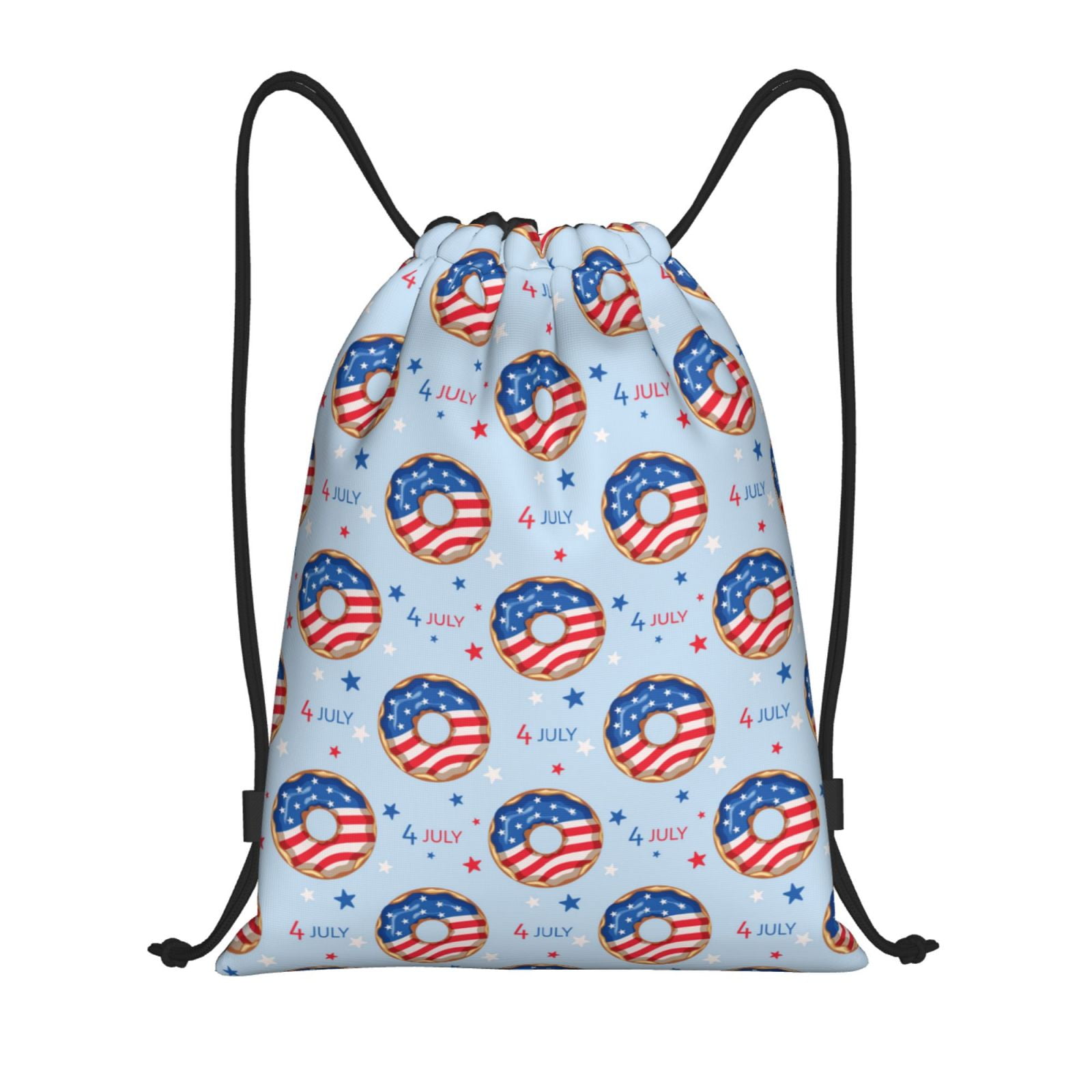 Disketp Donut with the USA Fag Drawstring Backpack Drawstring Gym Bags