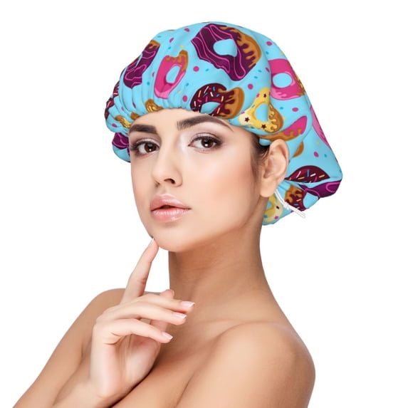 Disketp Donuts Adjustable Sleeping Hair Cap, Hairband Sleeping Cap Turban, Unisex, Available for Curly and Straight Hair