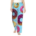 thumbnail image 1 of Disketp Donuts Print Women'S Comfy Pajama Pants Casual Drawstring Palazzo Lounge Wide Leg Pants, 1 of 9