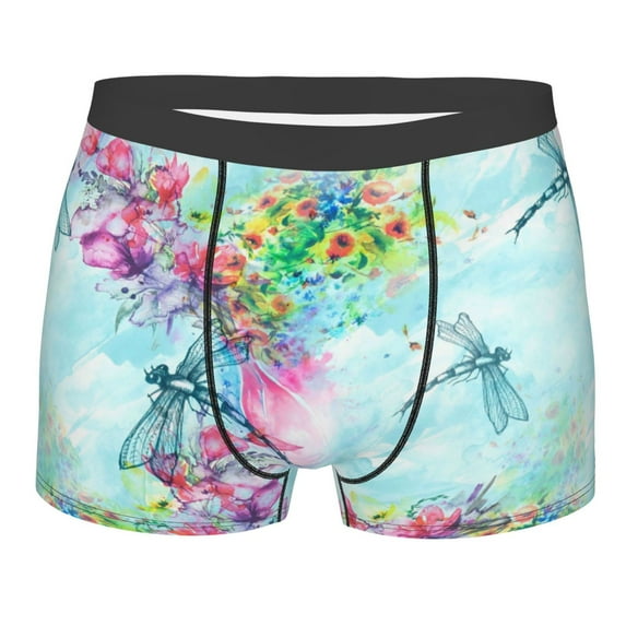 Disketp Dragonfly Floral Men'S Boxer Briefs,Soft And Breathable Cotton Underwear With Comfortflex Waistband