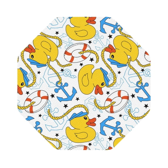 Disketp Ducks And Anchors Funny Coasters,6 Pcs Leather Coasters With Holder, Perfect Housewarming Hostess Gifts,Protect Furniture From Water Marks Scratch And Damage
