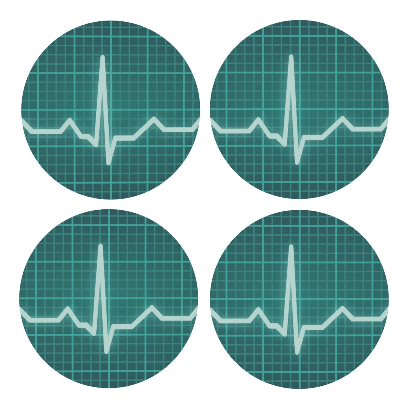 Disketp ECG Wave MDF Cork Coaster 4 Pcs - Absorbent Beverage Coasters ...