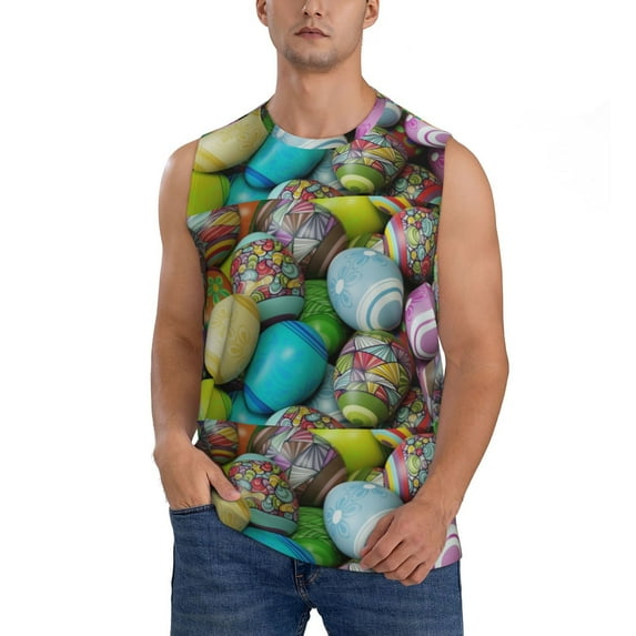 Disketp Easter Egg1 Sleeveless Tshirts For Men, Muscle Shirts For Men Dry Fit Tank Top-Xx-Large