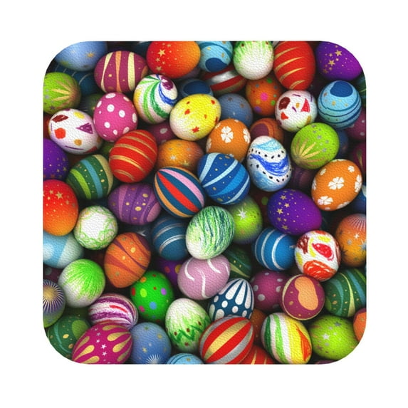 Disketp Easter Eggs2 Funny Coasters,4 Pcs Leather Coasters With Holder, Perfect Housewarming Hostess Gifts,Protect Furniture From Water Marks Scratch And Damage