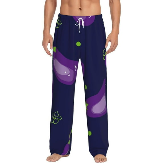 Disketp Eggplant Men'S Pajama Pants - Ultra Soft Fleece Sleep And Lounge Pants (Size: S-Xxl)