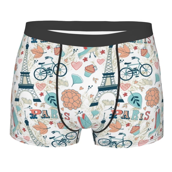Disketp Eiffel Tower Men's Boxer Briefs,Soft and Breathable Cotton Underwear with ComfortFlex Waistband