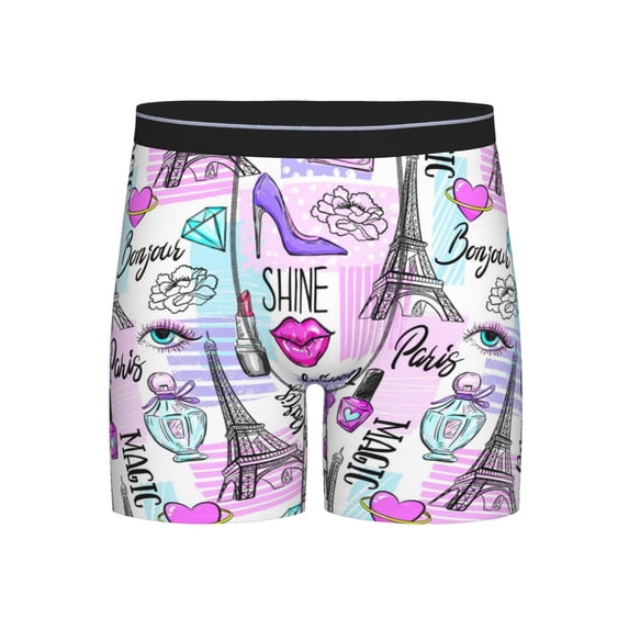 Disketp Eiffel Tower and Hearts Men's Boxer Briefs Men’s Underwear Boxer Briefs for Men