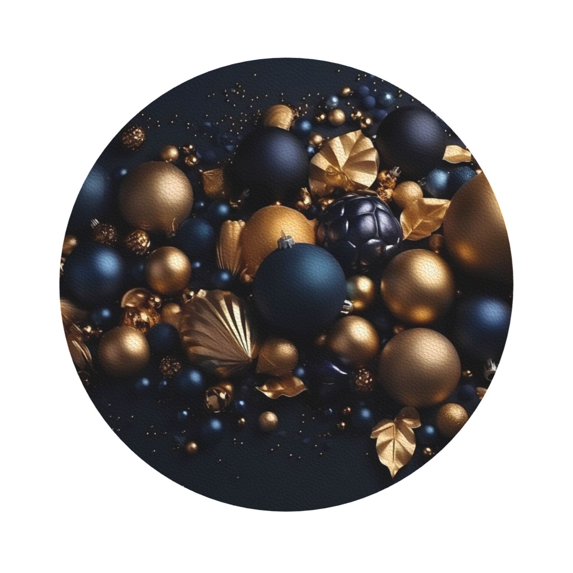 Disketp Elegant Golden Blue Ornaments Funny Coasters,6 Pcs Leather Coasters with Holder, Perfect Housewarming Hostess Gifts,Protect Furniture from Water Marks Scratch and Damage,Round Shape