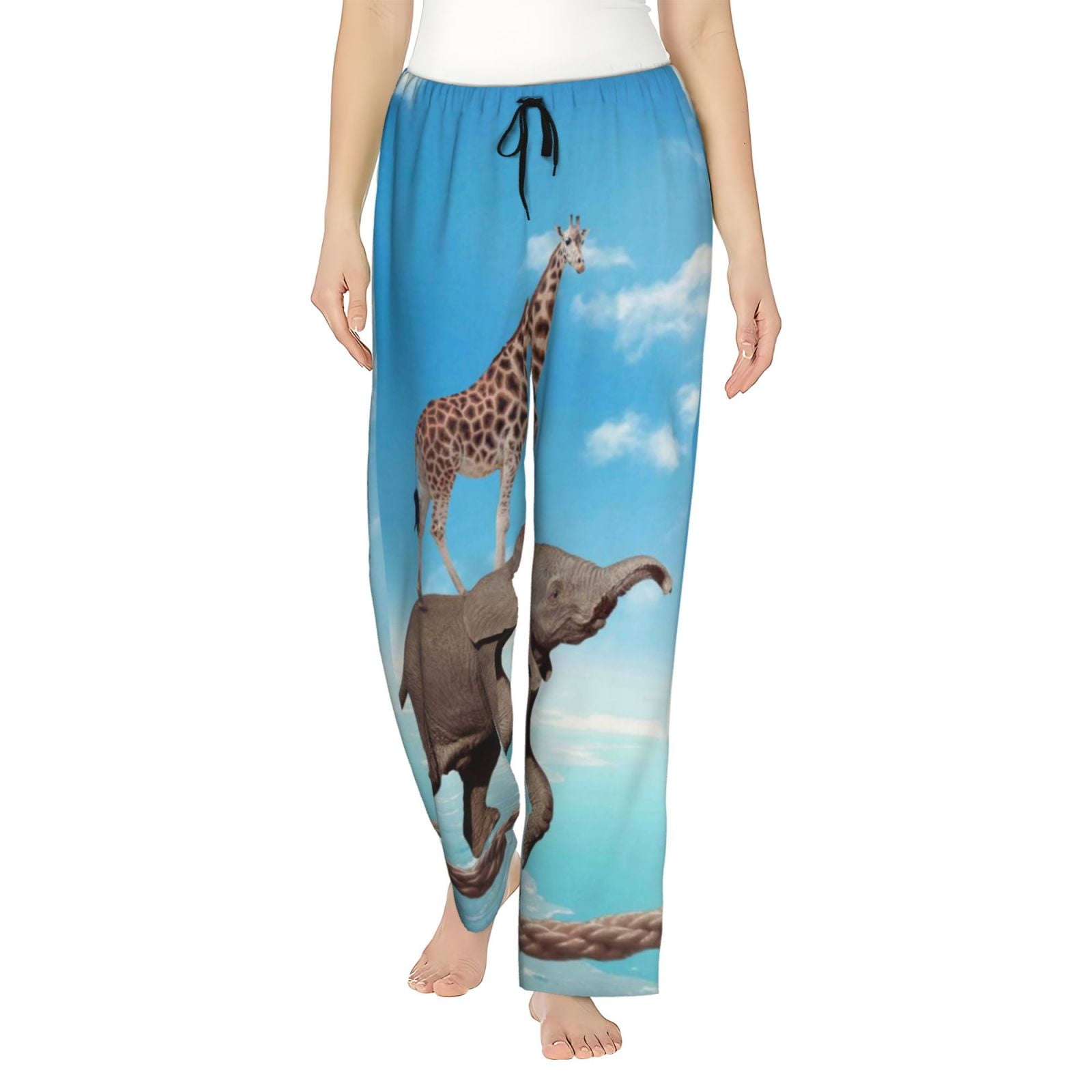 Disketp Elephant Giraffe Print Women'S Comfy Pajama Pants Casual