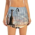 thumbnail image 1 of Disketp Elephant Giraffe Print Women's Shorts Workout Shorts for Athletic Gym Running Shorts with Phone Pockets XX-Large, 1 of 8