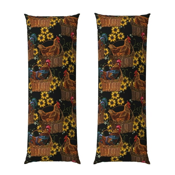 Disketp Embroidery Chicken Rooster Print Body Pillow Cover - Super Soft 20x54 Body Pillow Case,Long Side Hidden Zipper