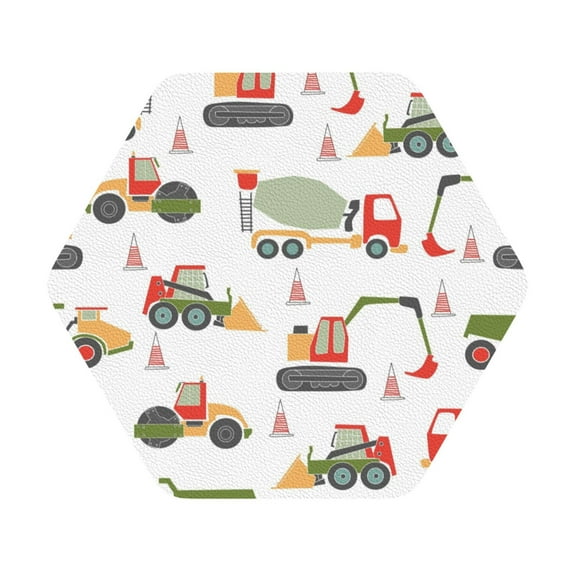 Disketp Excavator Funny Coasters,4 Pcs Leather Coasters With Holder, Perfect Housewarming Hostess Gifts,Protect Furniture From Water Marks Scratch