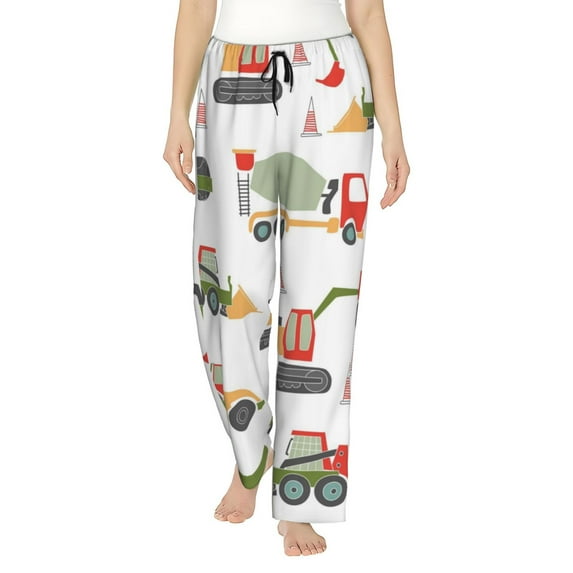 Disketp Excavator Print Women'S Comfy Pajama Pants Casual Drawstring Palazzo Lounge Wide Leg Pants