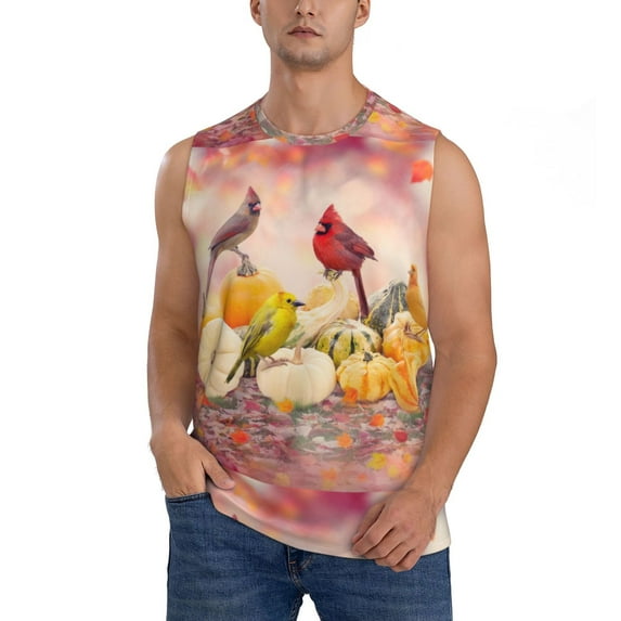 Disketp Fall Colorful Sleeveless Tshirts For Men, Muscle Shirts For Men Dry Fit Tank Top-Medium
