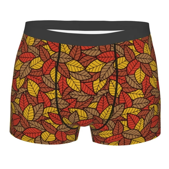 Disketp Fall Leaves Men's Boxer Briefs,Soft and Breathable Cotton Underwear with ComfortFlex Waistband