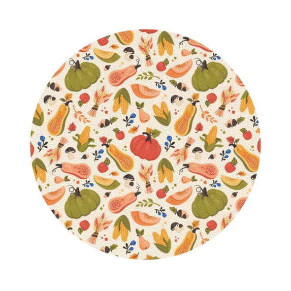 Disketp Fall Pumpkin Funny Coasters,6 Pcs Leather Coasters with Holder, Perfect Housewarming Hostess Gifts,Protect Furniture from Water Marks Scratch and Damage,Round Shape