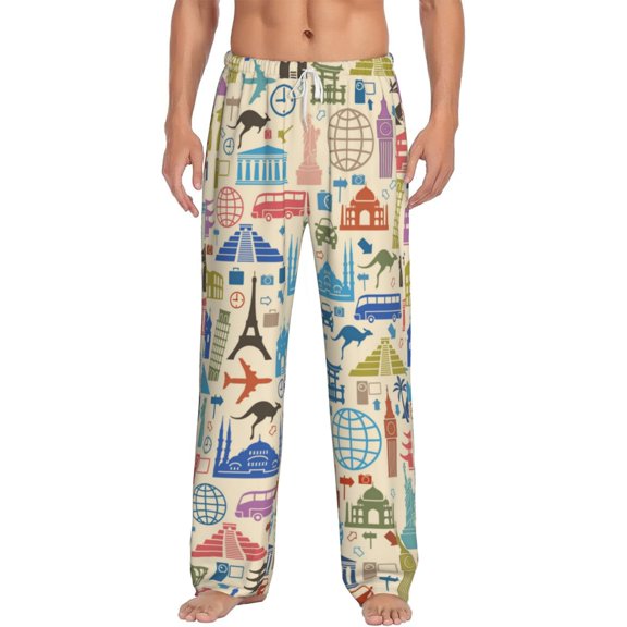 Disketp Famous Places Men'S Pajama Pants - Ultra Soft Fleece Sleep And Lounge Pants (Size: S-Xxl)