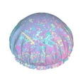 thumbnail image 1 of Disketp Fantasy Gradient Shower Caps,Reusable Shower Cap For Women, Double Layer Waterproof Hair Cap, Large Size For All Hair Lengths,For Girls Spa Home Salon Use, 1 of 9