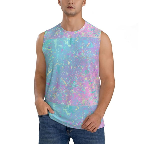 Disketp Fantasy Gradient Sleeveless Tshirts For Men, Muscle Shirts For Men Dry Fit Tank Top-3x-Large