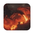 thumbnail image 1 of Disketp Fiery Dragons Castle Attack Funny Coasters,6 Pcs Leather Coasters with Holder, Perfect Housewarming Hostess Gifts,Protect Furniture from Water Marks Scratch and Damage,Square, 1 of 7