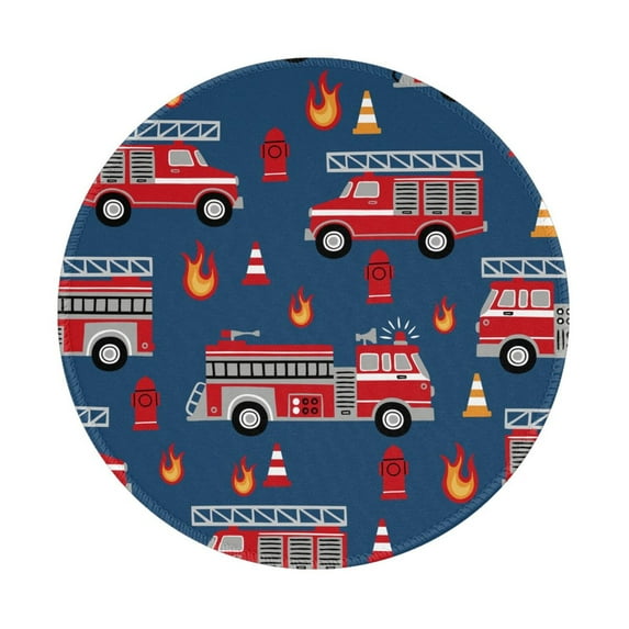 Disketp Fire Truck 1 Small Mouse Pad 7.9x7.9 Inches,Washable Round Mousepad For Office Laptop Computer,Non-Slip Rubber Base Mouse Pads For Wireless Mouse