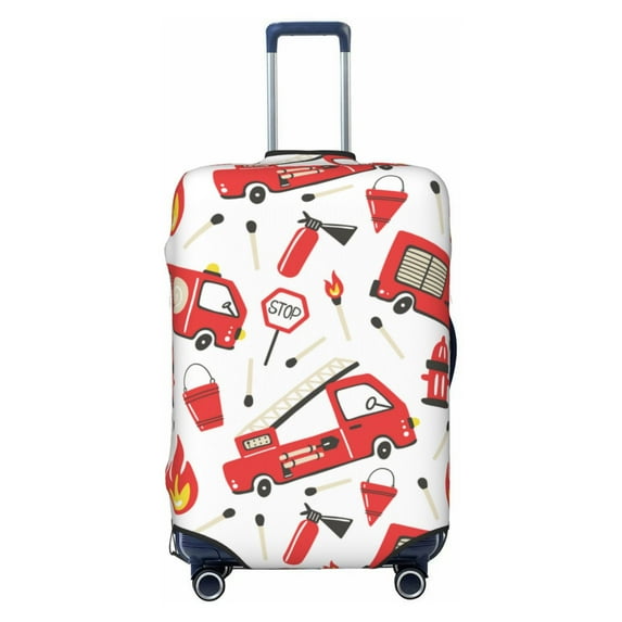 Disketp Fire Truck Elastic Travel Luggage Cover Travel Suitcase Protective Cover For Trunk Case Apply To 18''-32'' Suitcase Cover-Large