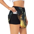 thumbnail image 1 of Disketp Firefly Forest Fox Print Women's Shorts Workout Shorts for Athletic Gym Running Shorts with Phone Pockets XX-Large, 1 of 5