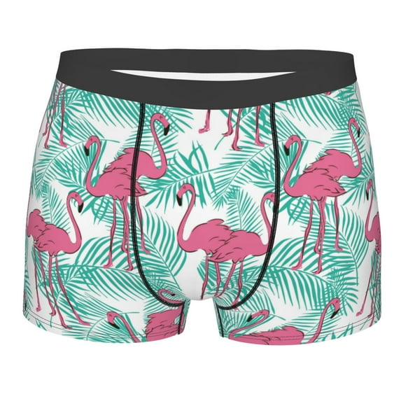 Disketp Flamingo Men's Boxer Briefs,Soft and Breathable Cotton Underwear with ComfortFlex Waistband