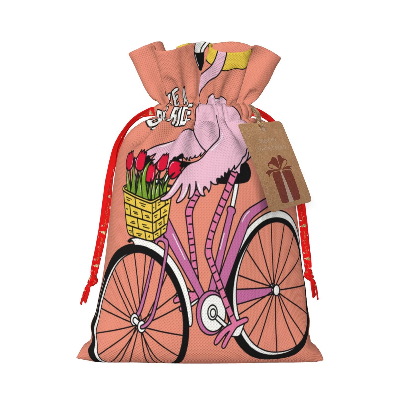 Disketp Flamingo Riding a Bicycle Gift Bags, Holiday Gift Wrap