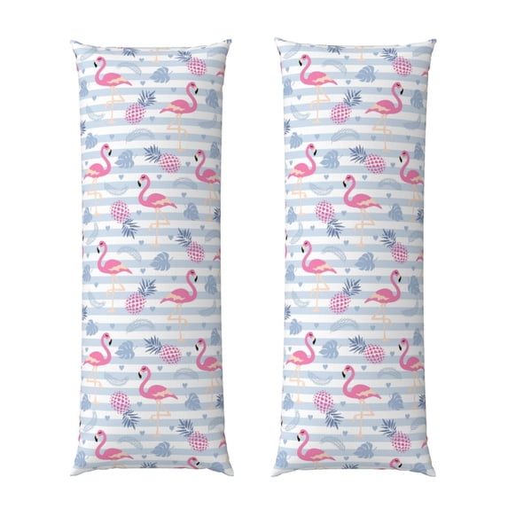 Disketp Flamingo and Pineapple Print Body Pillow Cover - Super Soft 20x54 Body Pillow Case,Long Side Hidden Zipper